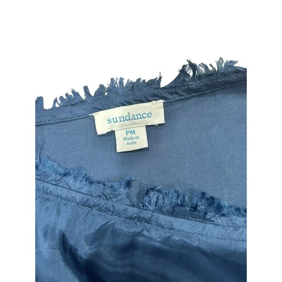 Sundance Parlor Blooms Float Blouse Size Petite Medium Oasis Blue Embroidered - Picture 7 of 7